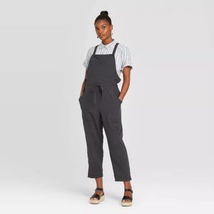 Universal Thread Gray Linen Blend Overalls Medium